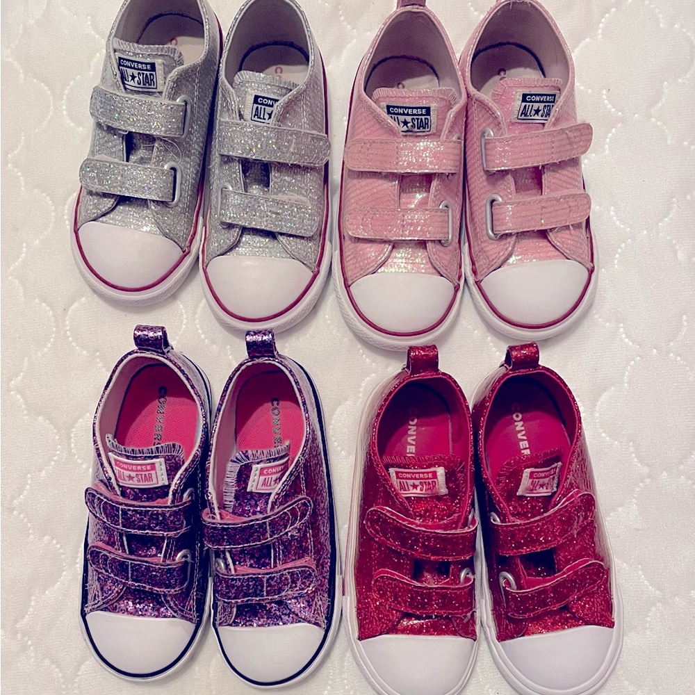 Girls 10 toddler converse glitter 4 pack bundle shoes